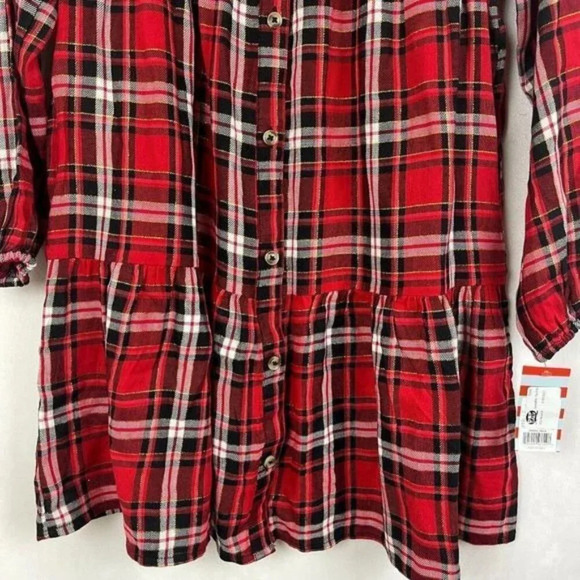 Cat & Jack Girls' Plaid Woven Long Sleeve Dress Size L - Picture 4 of 9